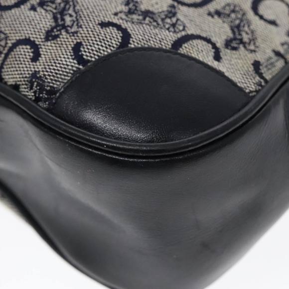 CELINE C Sulky Shoulder Bag Canvas Navy Gold Auth fm3869 - Picture 9 of 16
